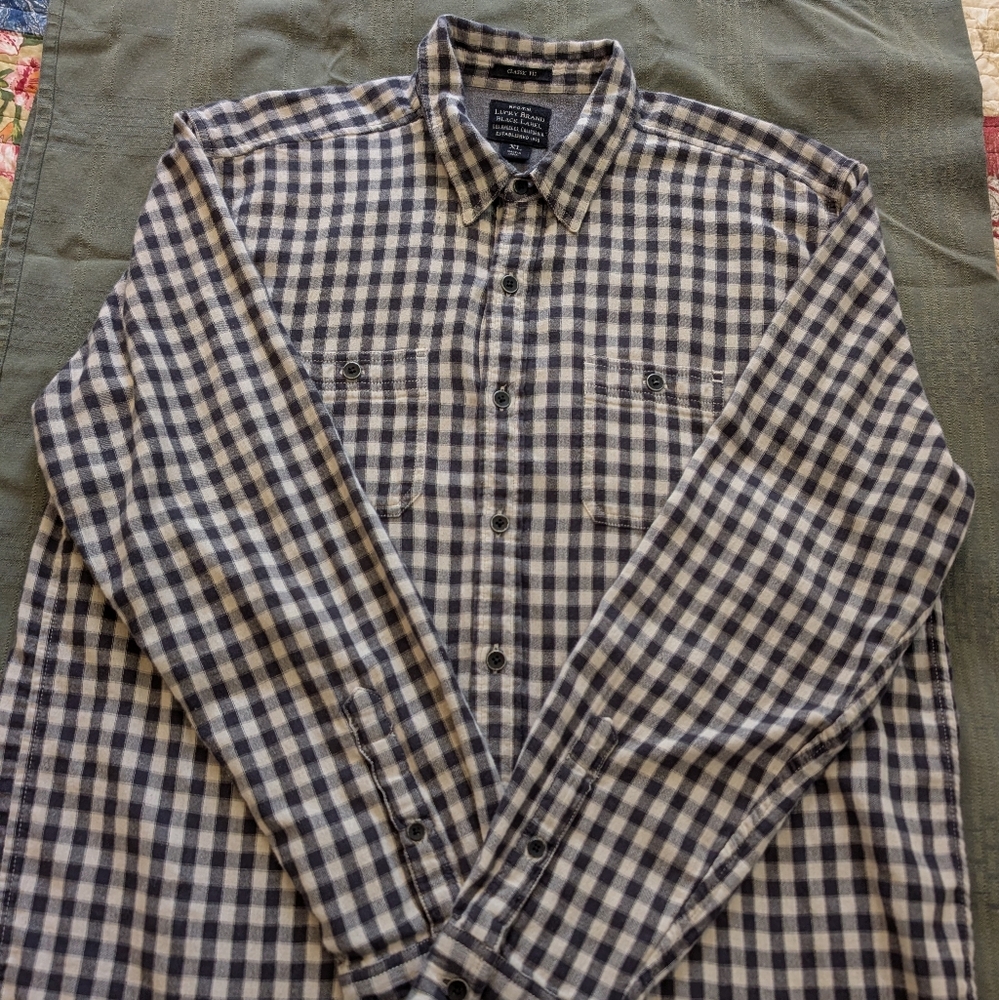 Lucky Brand Black and White Plaid Casual Shirt